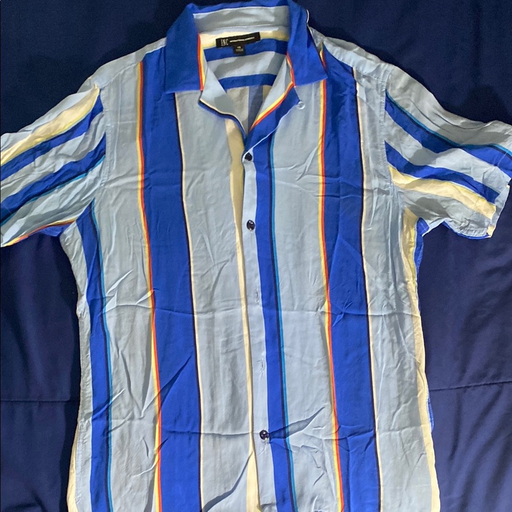 INC International Concepts Blue Casual Button Down Shirt